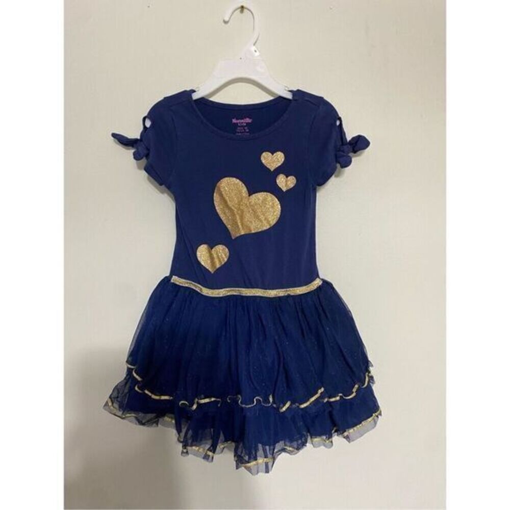 Little girls short sleeve blue dress size 4 T‎